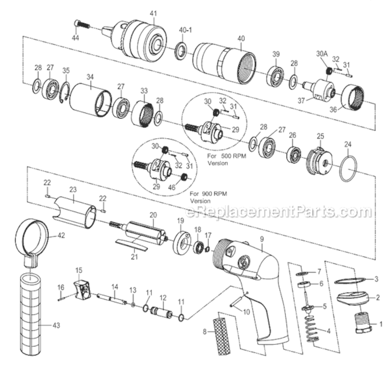 Page A Diagram and Parts List for CP1117P09 6151580160 Chicago Pneumatic Drill